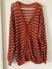 美品　モノマート　ニットカーディガン　オレンジ　F