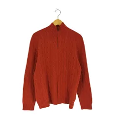 ポロバイラルフローレン Polo by RALPH LAUREN 90S LAMB WOOL スモールポニー刺繍 ケーブル編み ハーフジップニット メンズ import：L 