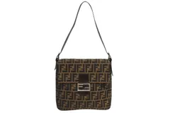 FENDI フェンディ マンマバケット ワンショルダーバッグ ハンドバッグ ズッカ柄 キャンバス レザー ブラウン シルバー金具 美品 中古 4b010437