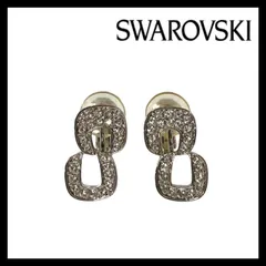 M【SWAROVSKI】FAITHFUL クリップ イヤリング クリスタル シルバーカラー パヴェ ラインストーン スクエア スワロフスキー (62317OY7a④)