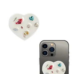 【数量限定】スマホリング おしゃれ はーと ケース スマホケース ハート型 かんたん キラキラと輝 アイフォン 携帯りんぐホルダー スマートフォン バンカーリング かわいい 携帯 リング 落下防止 かわいい (White)