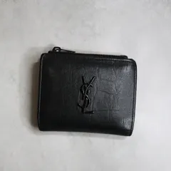 SAINT LAURENT サンローラン / カサンドラジップバイフォールドウォレット 二つ折り財布 クロコ型押しレザー ブラック CASSANDRA 529875