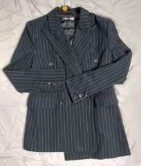 レディース ウール ジャケット 55 ストライプ アシンメトリー ジャケット