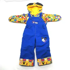 （K1220008）SNOW FUN MICKEY！　スノーファンミッキー！　ベビーワンピース　つなぎ　オールインワン　ディズニー　DISNEY　ブルー×イエロー　柄　90