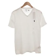 ポロ ラルフローレン POLO RALPH LAUREN タグ付き Tシャツ 半袖 M Vネック ロゴ刺繍 白 ホワイト /AE