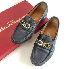 Salvatore Ferragamo フェラガモ ローファー 革靴 5 ガンチーニ ローヒール ブラック レザー 22cm レディース靴