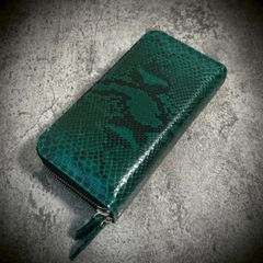 パイソン ダブルジッパー 長財布 蛇 ダブルファスナー 経年変化 グリーン 緑 パイソン ダブルジッパー 長財布 蛇 ダブルファスナー 経年変化