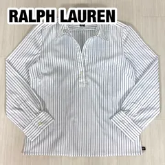POLO JEANS CO. RALPH LAUREN ポロジーンズ 長袖 スキッパー シャツ ブラウス M アイビーストライプ カットソー インパクト21 着丈59cm 肩幅39.5cm 身幅(脇下)45.5cm 袖丈54cm【古着】