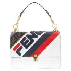 FENDI (フェンディ) ×FILA マニアコレクション カーフレザー ショルダーバッグ ホワイト/マルチ 8BT283 A5PL F15AS ハンドバッグ