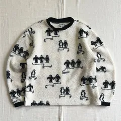 希少　90s　vintage　ヴィンテージ古着　旧タグ　MADE IN USA　アメリカ製　L.L.BEAN　エルエルビーン　ペンギン　アニマル柄　ボア　フリース生地　スウェット　トレーナー　長袖カットソー　リンガーネック　penguin boa fleece
