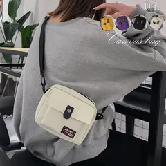 スクエア ミニバッグ ショルダーバッグ レディース 斜めがけ スマホバッグ 小さめ キャンバスバッグ 男女兼用【ネコポスのみ】