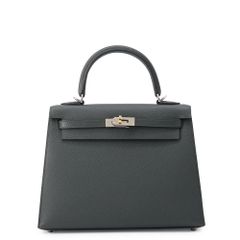 エルメス ハンドバッグ ケリー25 外縫い ヴェールマングローブ/エレクトラム金具 エプソン K刻印 2wayショルダー