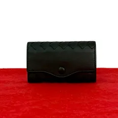 ほぼ未使用 BOTTEGA VENETA ボッテガヴェネタ イントレチャート レザー 本革 キーケース キーカバー キーリング ブラック 黒 76190