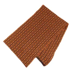 【天白】エルメス ストール オレンジ ブラック シルク Hロゴ 総柄 ショール アパレル 小物 ファッション その他 メンズ レディース