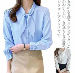 送料無料 フォーマル リボン シフォンブラウス スーツ ブラウス トップス ボウタイ シフォン オフィス シフォンブラウス レディース 長袖 スーツインナー フォーマルブラウス#mjx2210