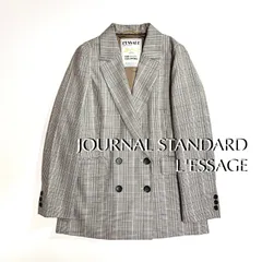 cZ54 未使用 JOURNAL STANDARD L'ESSAGE GIOLICAツイード BIGジャケット ジャケット チェック ウール 毛 ダブルボタン 金子綾 ブラウン ジャーナルスタンダードレサージュ　定42,900円