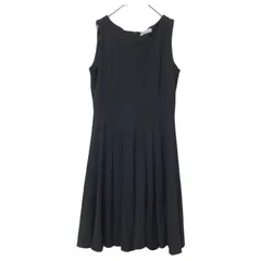 RE277 【美品】Calvin Klein カルバンクライン　ノースリーブ　スウェットワンピース　黒　ブラック　レディース　サイズP 無地　プリーツ　人気　希少　フォーマル　セレモニー