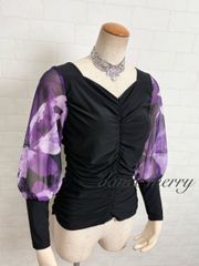 新品 社交ダンス トップス 黒 赤 サテン パーティ タンゴ 2922 ラテン