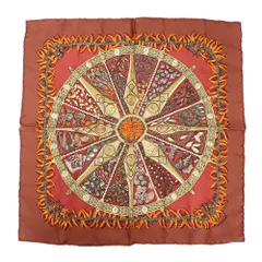 【天白】エルメス カレ45 AUX PAYS DES EPICES スパイスの土地で スカーフ ブラウン系 アパレル 小物 ファッション その他 レディース