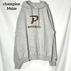 【champion】チャンピオン ビックロゴ BASEBALL 野球 プリントロゴ ワンポイント刺繍 パーカー フーディー プルオーバー トレーナー グレー US古着 USA輸入 Msize