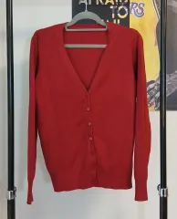 (送料無料)レッド レディース ウール混 ニット カーディガン Free!