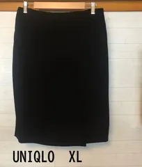 UNIQLO ユニクロ　黒　タイトスカート　スリットスカート　膝丈　ラップスカート　XL ポケット付き　裏地付き
