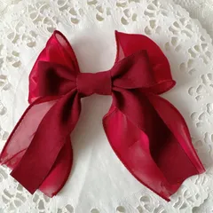 ❤️358オーガンジーベロアリボンヘアクリップピン❤️ボルドー