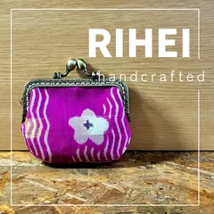 25 着物リメイク　銘仙　梅柄のがま口ポーチ