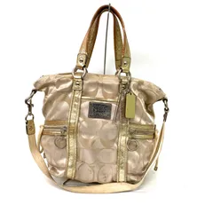 【COACH】コーチ シグネチャー ハンドバッグ 肩掛けバッグ 2WAY ゴールド ジャンク☆