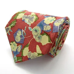 マリオヴァレンティノ ブランドネクタイ 総柄 花柄 リーフ柄 シルク PO メンズ レッド MARIO VALENTINO 【中古】