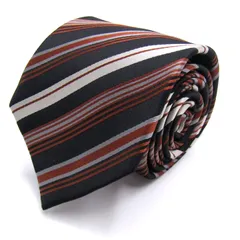 タケオキクチ ブランドネクタイ ストライプ柄 シルク PO メンズ ブラック TAKEO KIKUCHI 【中古】