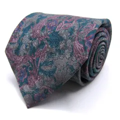 マリオヴァレンティノ ブランドネクタイ 総柄 花柄 リーフ柄 シルク PO メンズ ブルーグリーン MARIO VALENTINO 【中古】