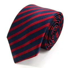 スーツセレクト ブランドネクタイ ストライプ柄 ダブルストライプ シルク PO メンズ ネイビー SUIT SELECT 【中古】