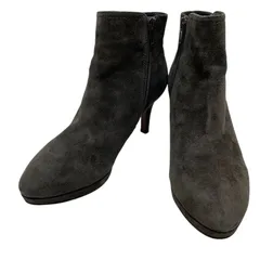 【美品】カリーノ (23.5) ブーティ ショートブーツ サイドジップ ヒール スウェード 本革 レザー 希少デザイン