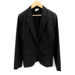 エムケー ミッシェルクラン MK MICHEL KLEIN テーラードジャケット ミドル丈 シングルボタン ストライプ柄 38 黒 ブラック /SM33