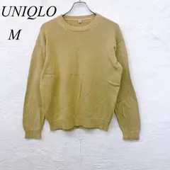 e6101【ユニクロ】セーター レディース M ベージュ クルーネック 長袖 ベーシック 無地 シンプル コットン混 ニット トップス