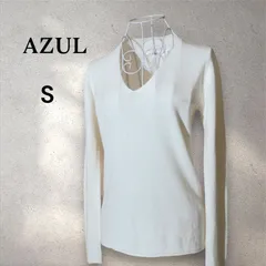 AZUL アズール  Vネック 長袖　アクリルニット 　白系　オフホワイト　S