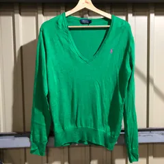 1224 POLO RALPH LAUREN セーター グリーン M ポロラルフローレン ニット コットン ワンポイント 刺繍ロゴ ポロポニー 古着卸 アメリカ仕入