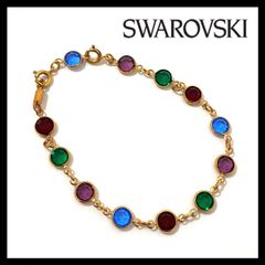 美品✨スワロフスキー マルチカラー クリスタル ブレスレット - メルカリ