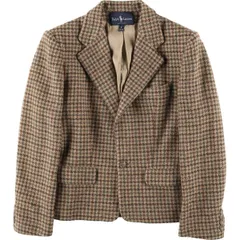 古着 90年代 ラルフローレン Ralph Lauren チェック柄 ウールテーラードジャケット USA製 レディースL相当/eaa598248