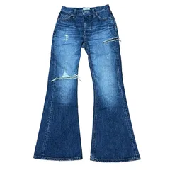 GYDA ミドルウエストSIDE RIPPED フレアデニムパンツ インディゴ レディースXS ジェイダ サイドリップド