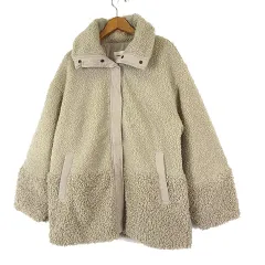 ニコアンド Niko and.. クルクル ボア 切替 ジャケット コート スタンドカラー ドロップショルダー M ベージュ系