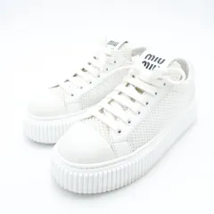 ミュウミュウ MIU MIU ロゴメッシュ スニーカー EU36 約23cm US6 ホワイト 白 レディース 7-11-157