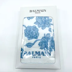 BALMAIN バルマン フェイスタオル　ブルー×ホワイト　花柄　コットン　箱付きのサムネイル