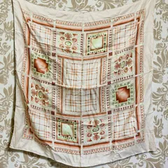 BURBERRY　バーバリー 大判スカーフ　ストール　ヴィンテージ　ライトピンク系　チェック　シルク