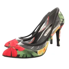 ダイアナ DIANA パンプス ヒール ポインテッドトゥ 花柄 総柄 クリア 22cm 赤 レッド 黒 ブラック /GV ■GY12