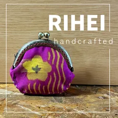 21 着物リメイク　銘仙　梅柄の手のひらサイズ＊がま口ポーチ