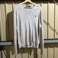 1230 Polo by Ralph Lauren セーター グレー M ポロバイラルフローレン ニット コットン ワンポイント 刺繍ロゴ ポロポニー 古着卸 アメリカ仕入