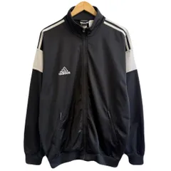 adidas アディダス トラックジャケット ジャージ 裏地あり ロゴ刺繍 フルジップ ポケット付き 黒×白 XXOサイズ No.L788