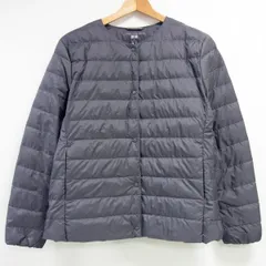 美品 UNIQLO ユニクロ ウルトラライトダウンジャケット ノーカラー カーディガン XL レディース 襟調節ボタン